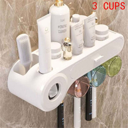 Wall Mounted Toothbrush Holder with Toothpaste Dispenser