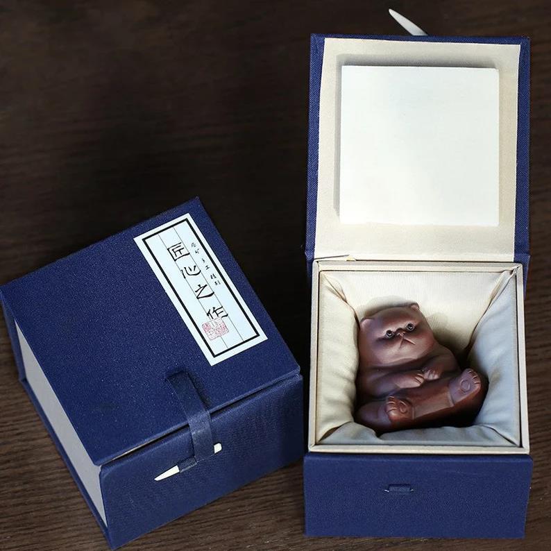 Embersceramic Purple Clay Tea Pet Lovely Cat with Gifts Box