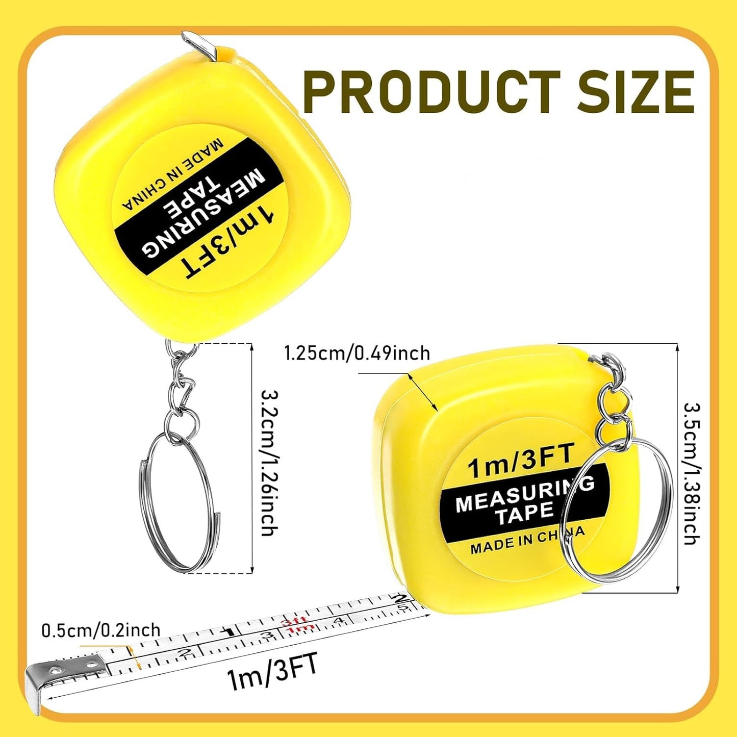1~100PCS Retractable Ruler Tape Measure Mini Portable Pull Ruler Keychain 1m/3ft