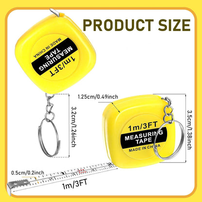 1~100PCS Retractable Ruler Tape Measure Mini Portable Pull Ruler Keychain 1m/3ft