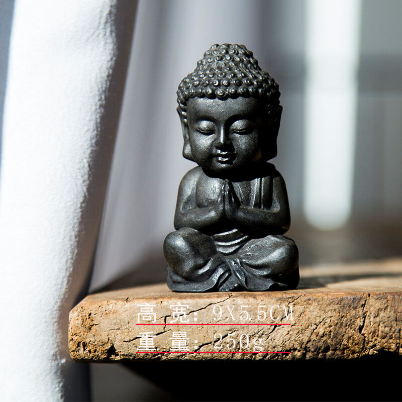 Chinese Iron Rust Shakyamuni Tathagata Buddha Statue Tea Pet Decor Collection