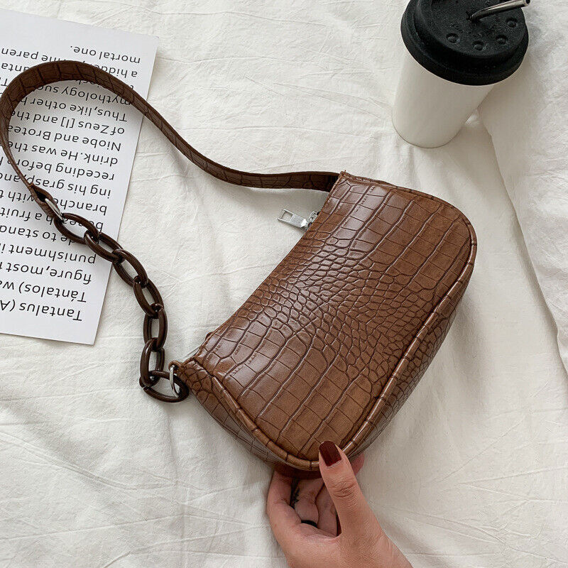 Women's Shoulder Bag PU Leather Milk Tea Bag Sling Handbag Zipper Square Bag