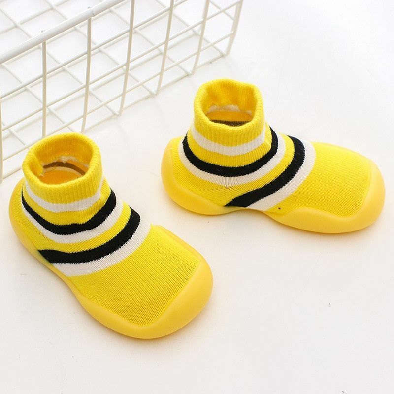 Unisex Baby Shoes First Walkers Toddler Girl Soft Rubber Knit Booties Anti-slip