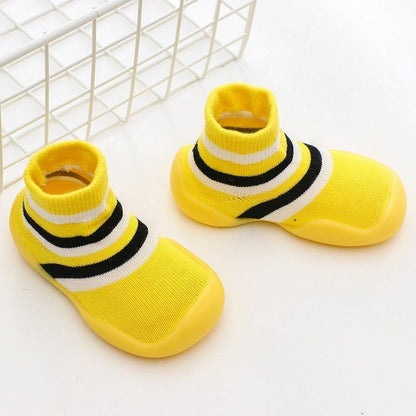 Unisex Baby Shoes First Walkers Toddler Girl Soft Rubber Knit Booties Anti-slip