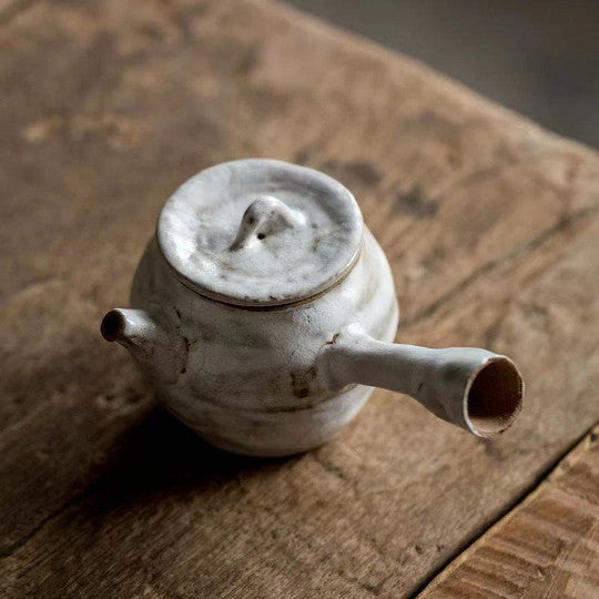 Ceramic Kyusu Teapot White Chinese Tea Pot for Tea Lovers