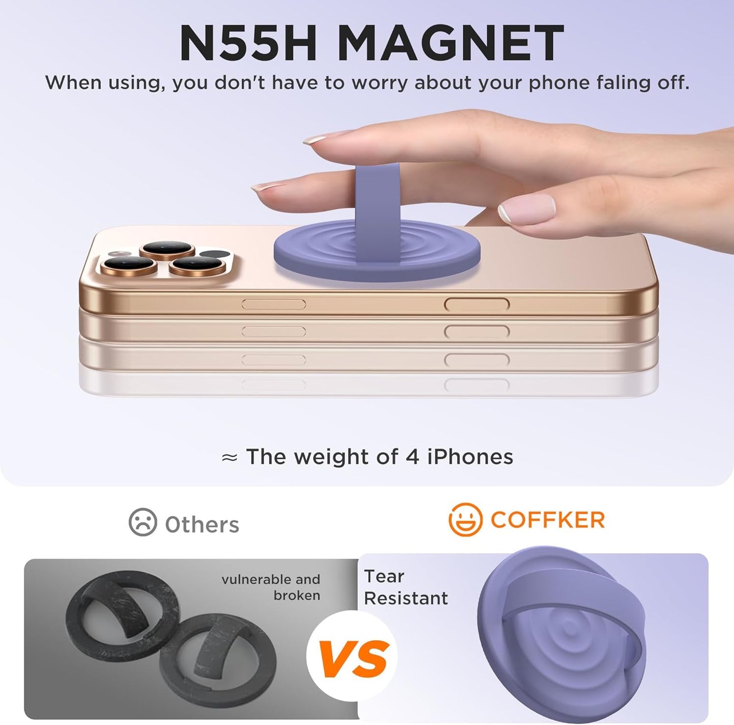 Magnetic Phone Grip Ring Holder, Liquid Silicone Magnet Cell Phone Grip Finger L