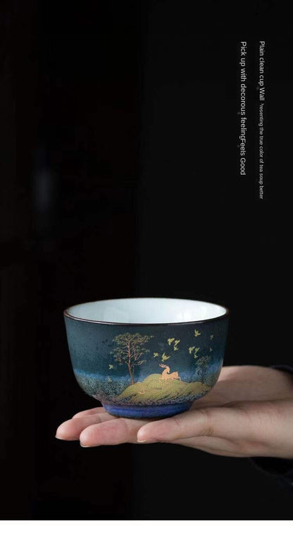 Japanese Ceramic Kung Fu Tea Cup Tea Cup Fragrance-Smelling Cup Cup Gift Box