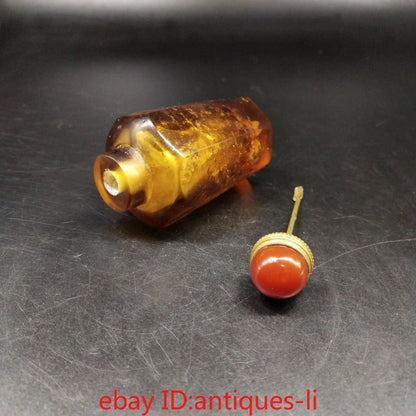 Exquisite Chinese Collector Grade Glazed Gold Snuff Bottle -