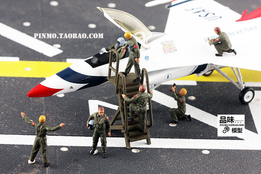 1/72 7Pcs/Set NATO Air Force Ground Service 7-man model with ladder+pilot