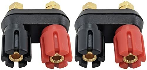 2 Pack Gold Plated Dual Binding Posts w\ 4mm Banana Plug Jacks