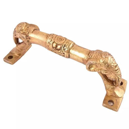 Set of 2 Antique Look Brass Both Side Elephant Faced Golden Door Handle