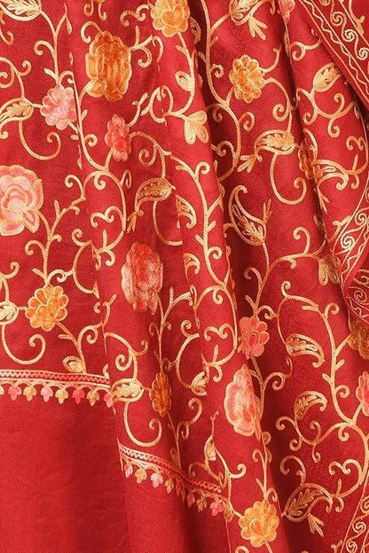 Women's Aari Embroidery Jaal Stole Fine Wool Shawl Wrap French Renaissance