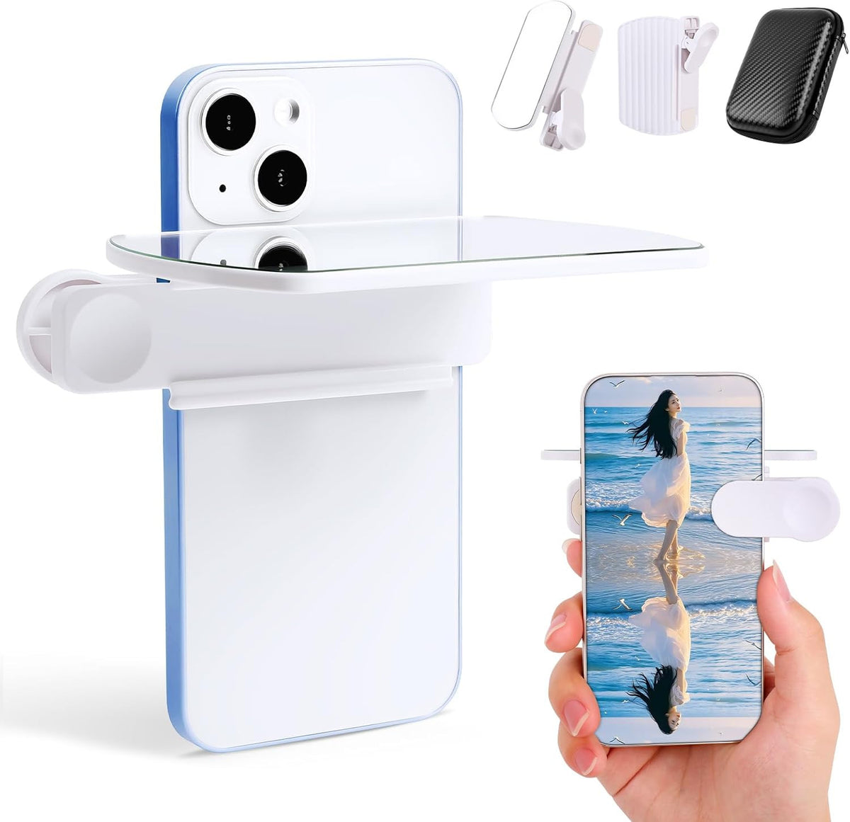 Smartphone Camera Mirror Reflection Clip Kit,Clip Reflection Mirror for Phone Ba