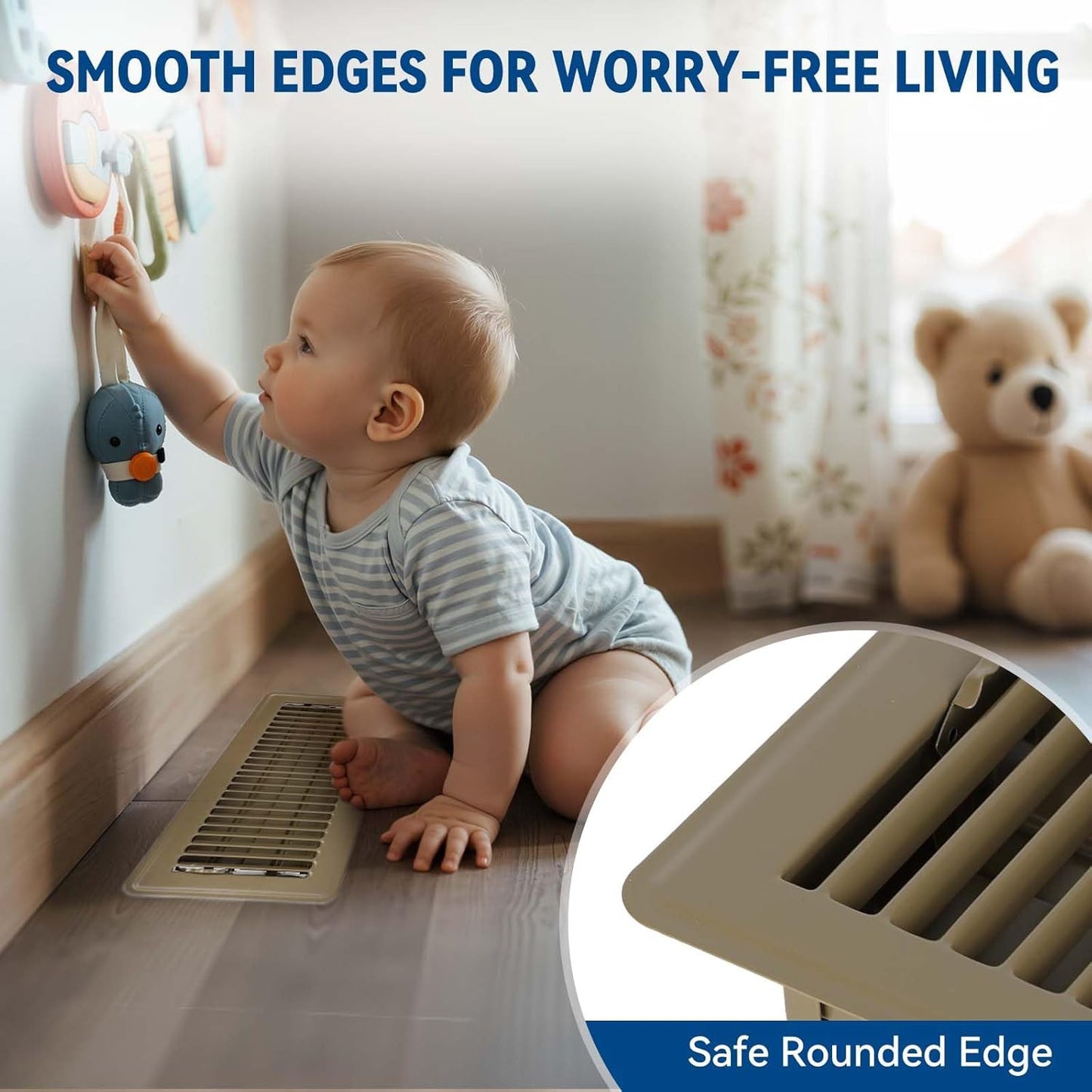 4" X 12" Floor Register Vent Covers 2-Pack, Walkable Powder-Coated Metal Vent Co