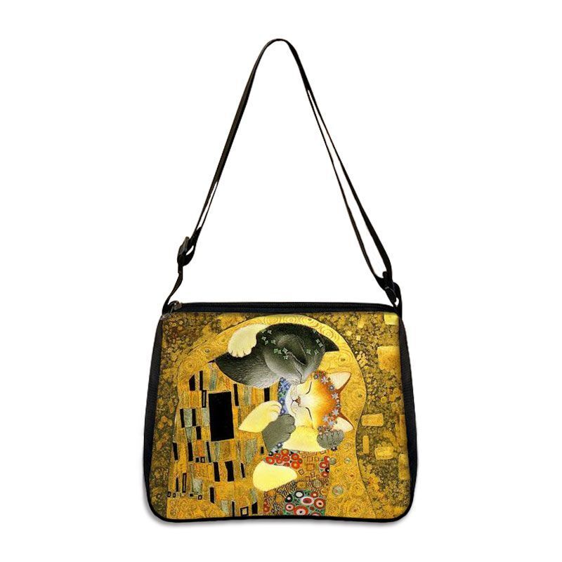 Funny Cat Cosplay Messenger Bag Handbag Canvas Underarm Shoulder Bags Crossbody