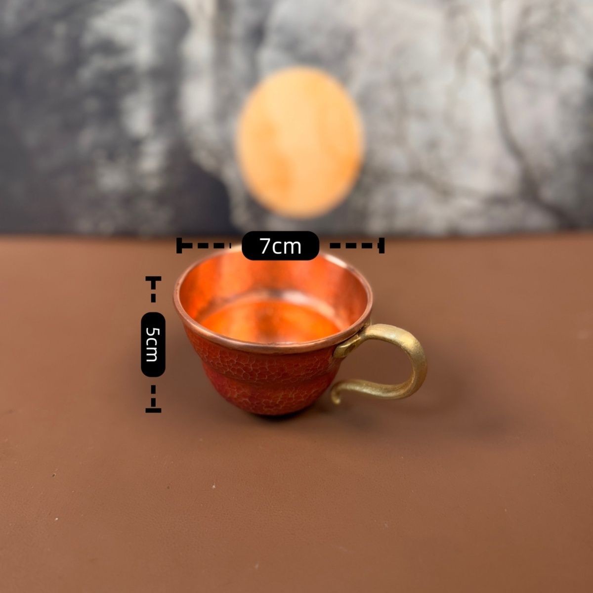 100ml Retro Red Copper Cup 2.76×1.97in Hand Forged Gold Hook Tea Cup