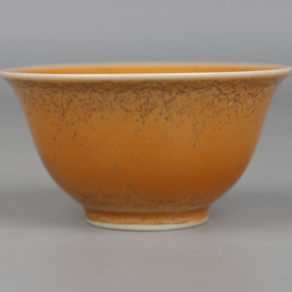 3.3" Collection Chineses Qing Porcelain Fambe Yellow Glaze Small Cup