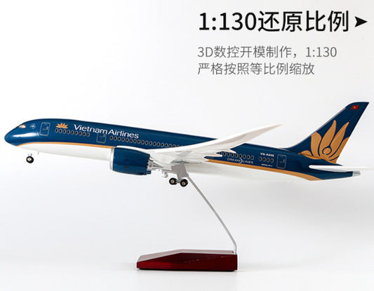 1:130 43CM Vietnam Airlines BOEING 787 Plane Landing Gear Resin Aircraft Model