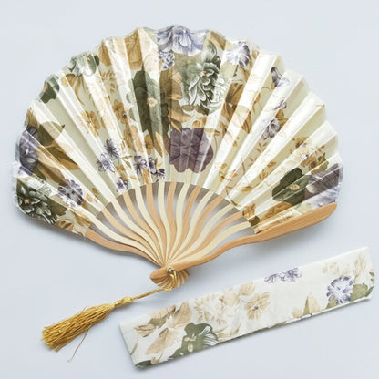 1-Piece Elegant Ladies Silk Flower Hand Folding Fan Japanese Style Wedding Party Props -