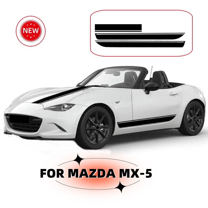 FOR MAZDA Graphics Car Hood Stripe Side Sticker Decals Kit Custom Models Fit