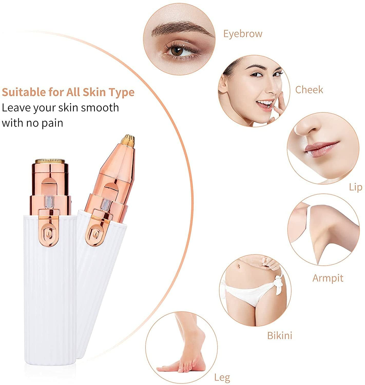 2 In 1 Hair Removal Electric Shaver Ladies Epilator Cordless for Body Facial AU