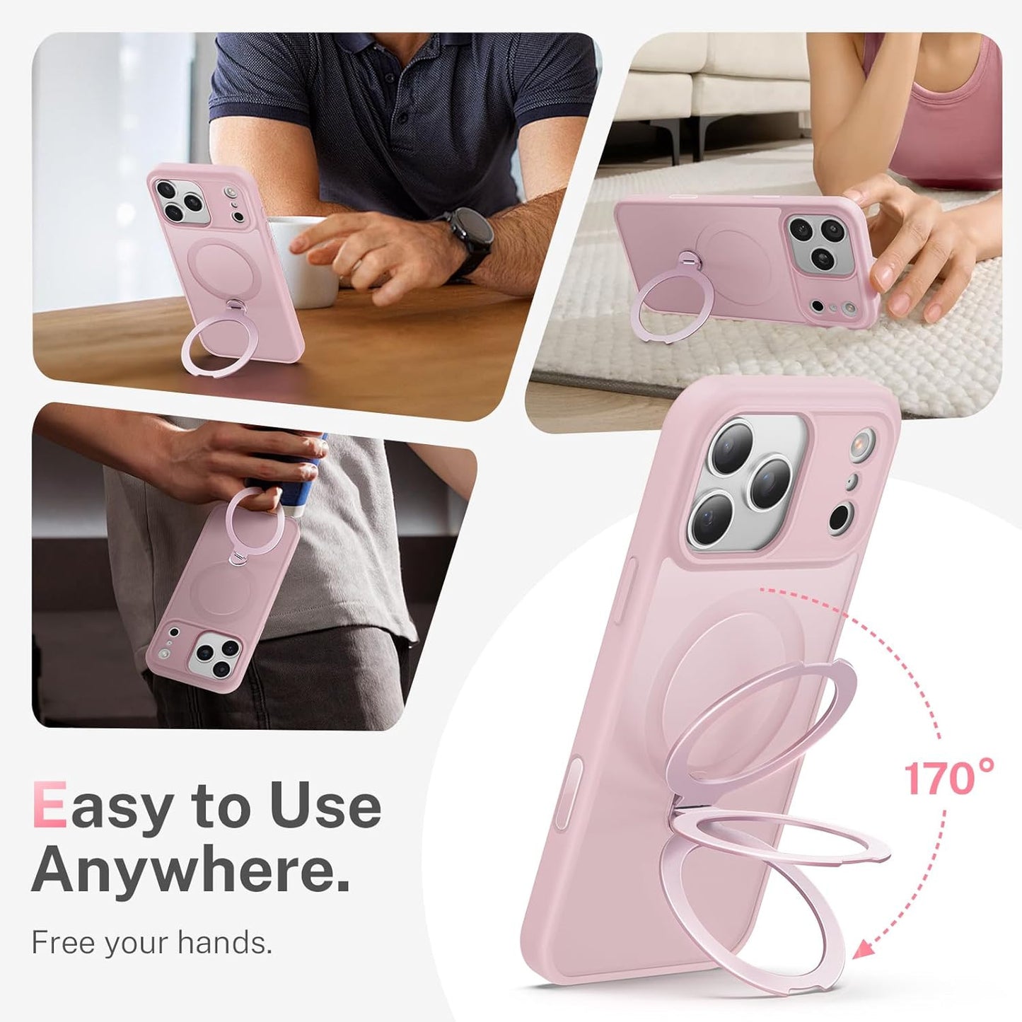 For Iphone 17 Pro Case: with 360° Spin Magnetic Stand, Camera Control Button, Fi