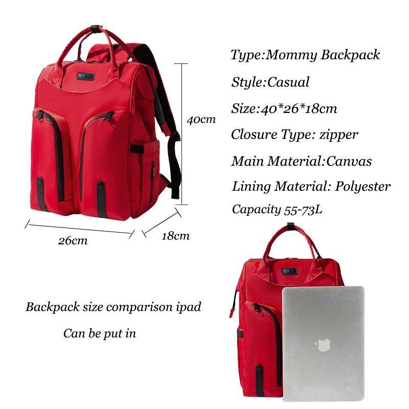 Waterproof Backpack Multifunction Stroller Bag Traveling Nylon Blue Red Pink 1PC