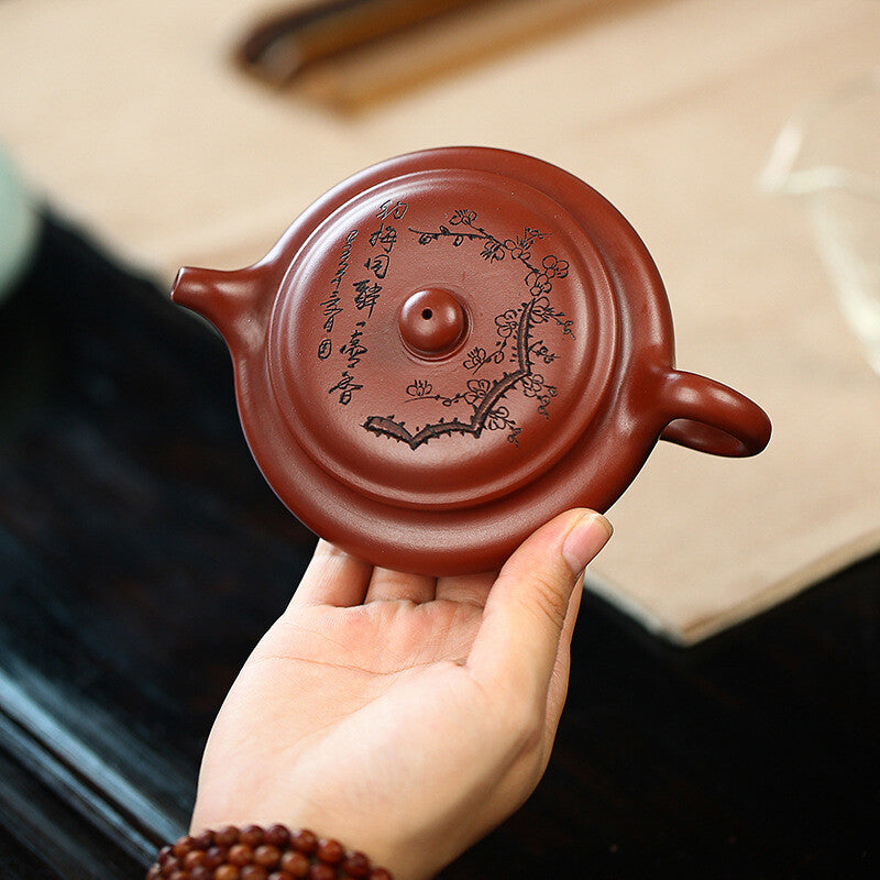 5.8"China Yixing Zisha Pottery Clovershrub Clay 200ML 7 Hole Plum Blossom Teapot