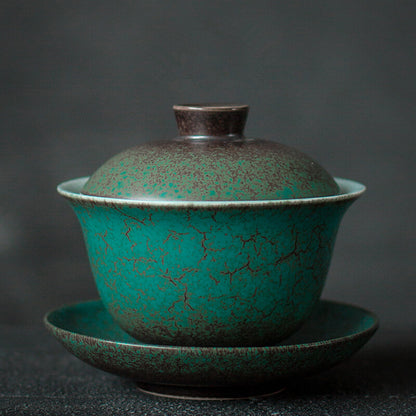 Kiln Change Gaiwan Ceramic Tureen Sancai Bowl Saucer Lid Chinese Tea Brewer New