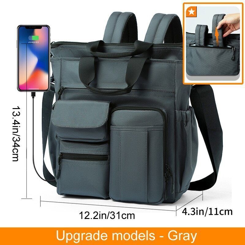 Shoulder Messenger Bag Business Men Male USB Port Backpack Travel Handbag
