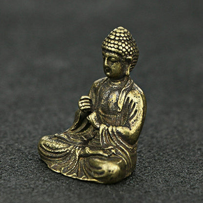 Home Decor Chinese Buddhism Pure Brass Shakyamuni Buddha Small Statue Miniature