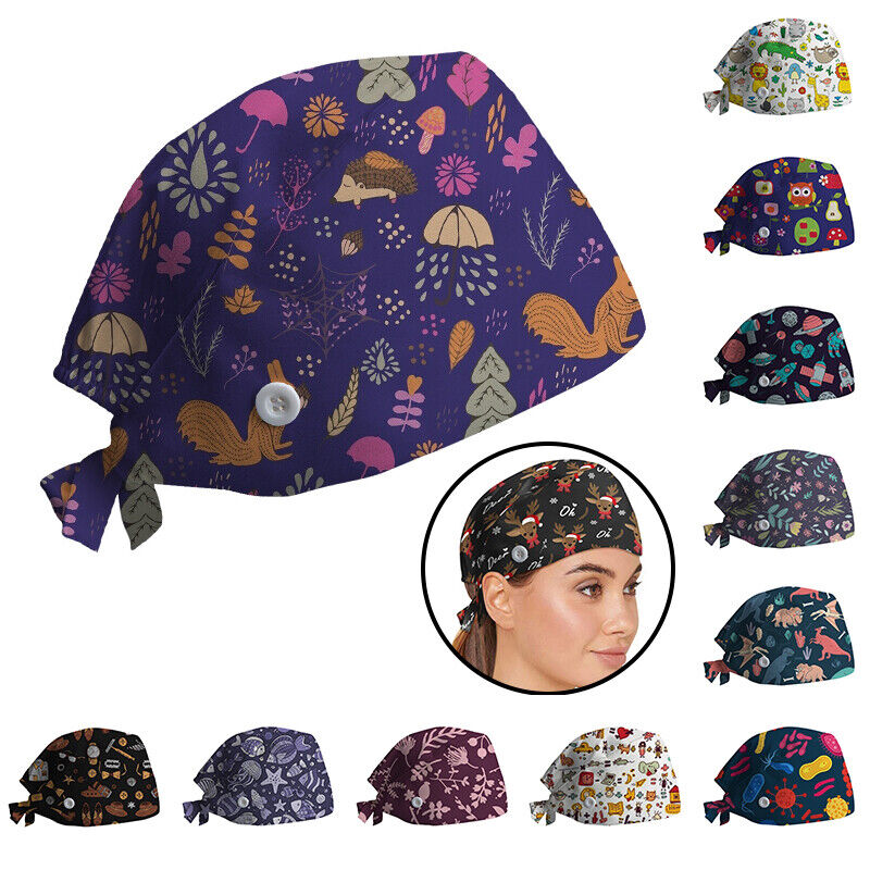 Printed Surgical Cap Adjustable Nurse Cap Baotou Cap Surgical Cap Christmas Hat