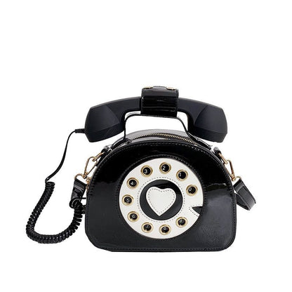 Telephone Shape Purse Handbag Shoulder Crossbody Bag Leather Tote Messenger Bag