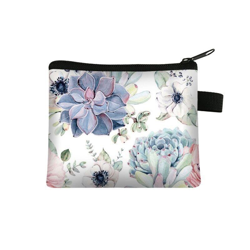 Floral Print 13.5*11 CM Cosmetic Bag Napkin Organizer Coin Card Lipstick Pouches