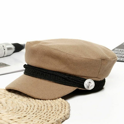 Winter Hats Womens French Style Wool Baker's Boy Cool Baseball Cap Black Visor