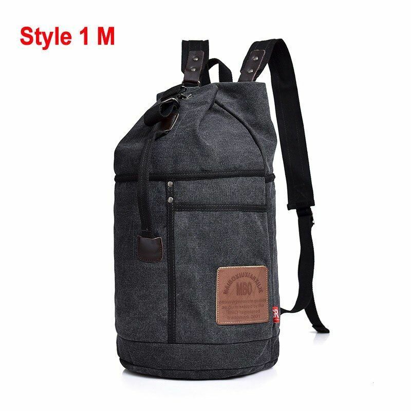 Tactical Bucket Canvas Backpack Letter Bag Outdoor Travel Climbing Round Pack L