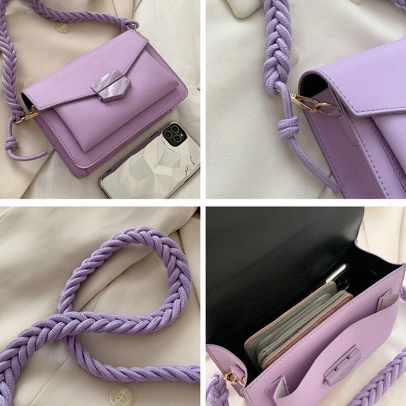 Shoulder Bag Weave Strap Crossbody Flap Messenger Purse Handbag Leather Pouch
