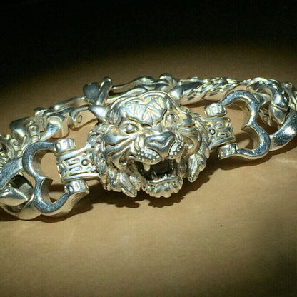 Rare Tibet Silver Carved DRAGON Men's Bracelet Bangle