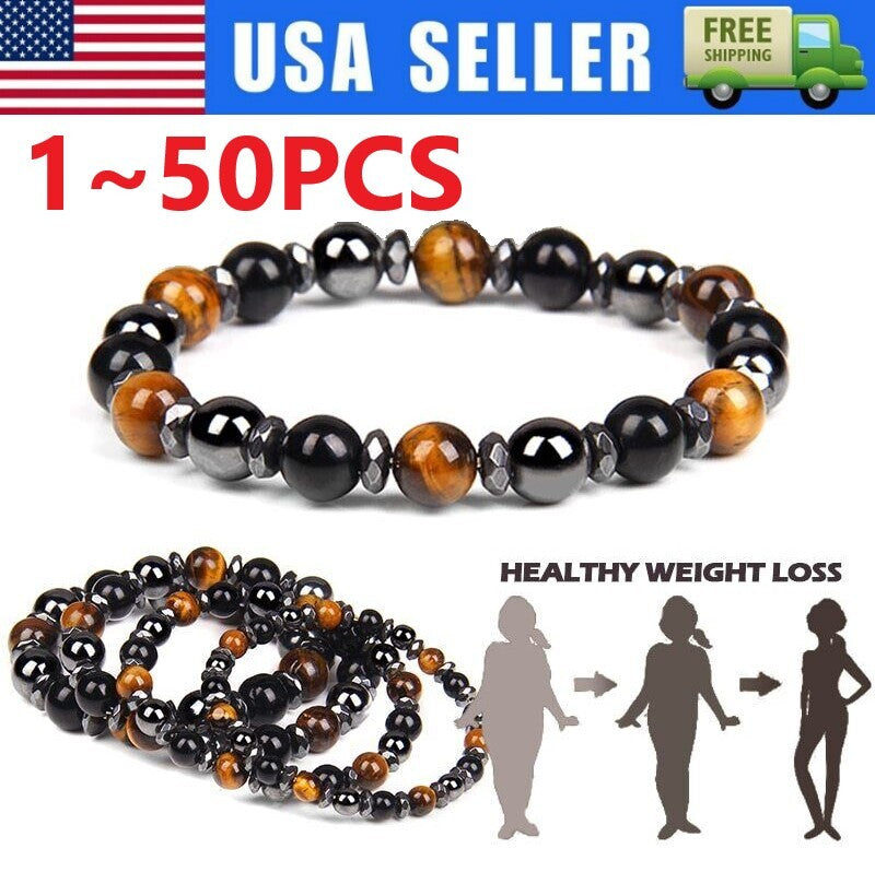 Tiger Eye Natural Stone Obsidian 8/10mm Beads Bracelet Men Women Jewelry LOT