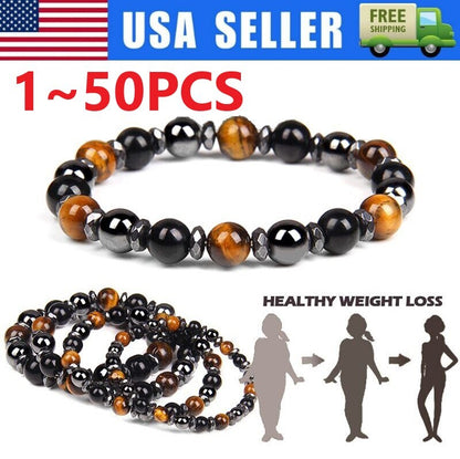 Tiger Eye Natural Stone Obsidian 8/10mm Beads Bracelet Men Women Jewelry LOT