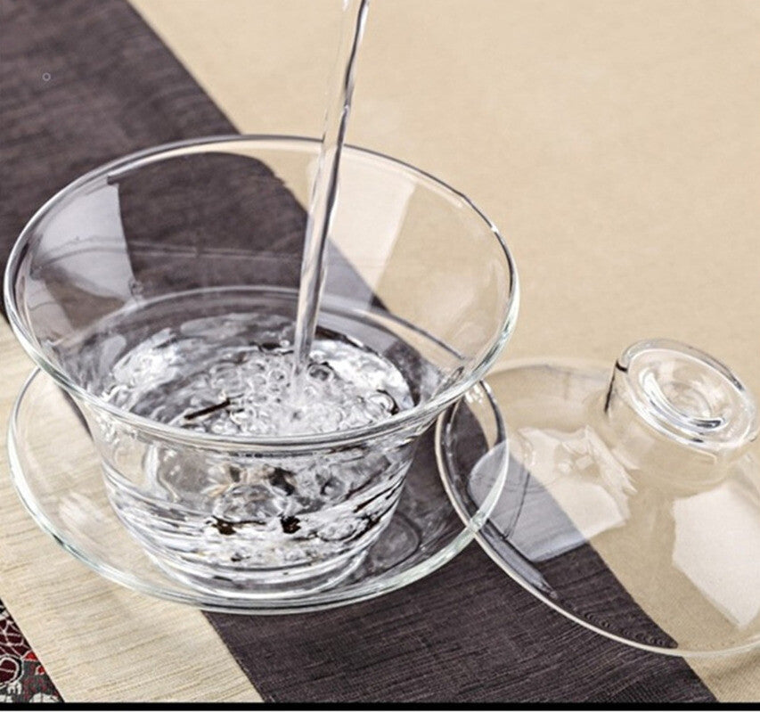 Chinese Tradition Gaiwan Thick Glass Tea Cup High Heat Resistant Tea Kung Fu Tea
