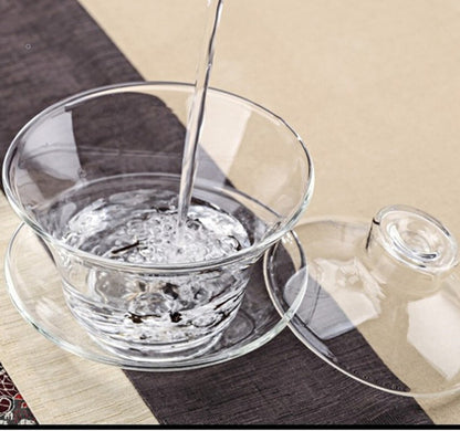 Chinese Tradition Gaiwan Thick Glass Tea Cup High Heat Resistant Tea Kung Fu Tea