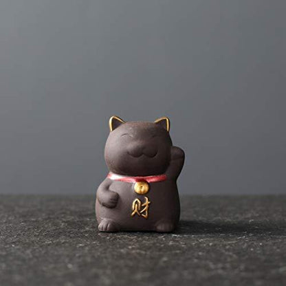 Purple Clay Tea Pet for Tea Ceremony Lucky Cat Figurine Ornament Tea Accessories