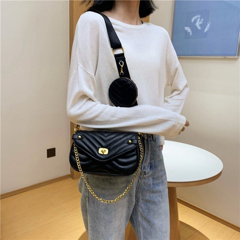 Crossbody Bags Handbag Women Embroidery Thread Chain Shoulder Bag