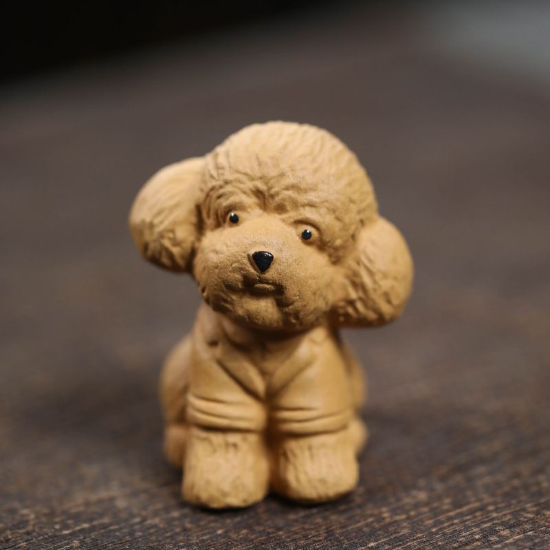 Zisha Tea Pet Teddy Dog Ornament Cute Zodiac Dog Lucky Tea Decor