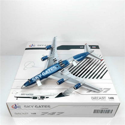 1:400 JC Wings SKY GATES BOEING B747-400F Passenger Airplane Diecast Model