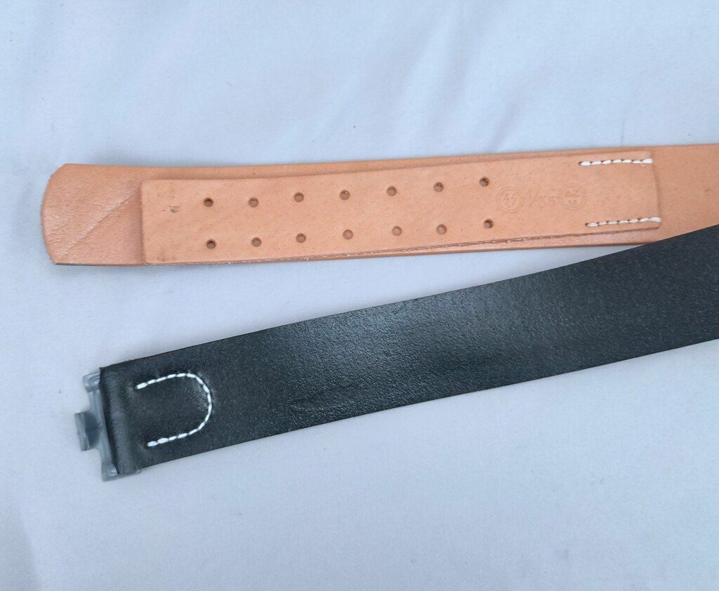 Vintage WW2 Germany Army Leather Black Service Equipment Belt Buckle M/L/XL/XXL