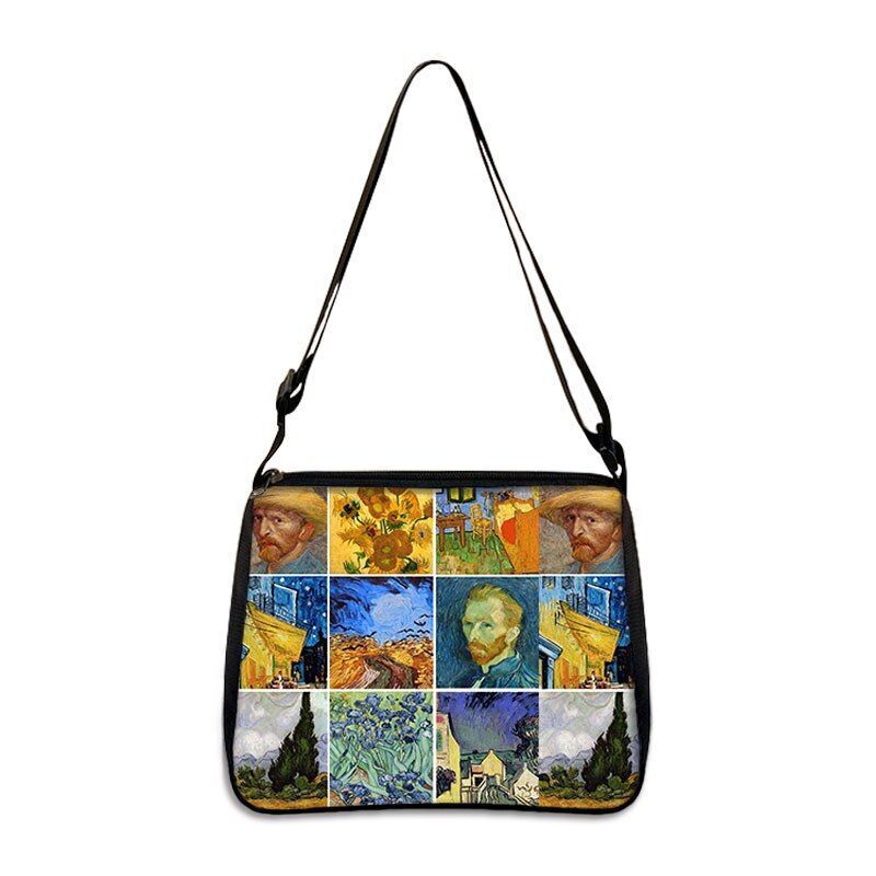 Famous Paintings Handbag Women Shoulder Bags Shopping Bag Canvas Pouch Zipper