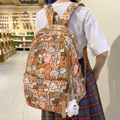 Cartoon Print Book Bag Fashion Women Cute Leisure School Bag Backpack 31*16*44CM