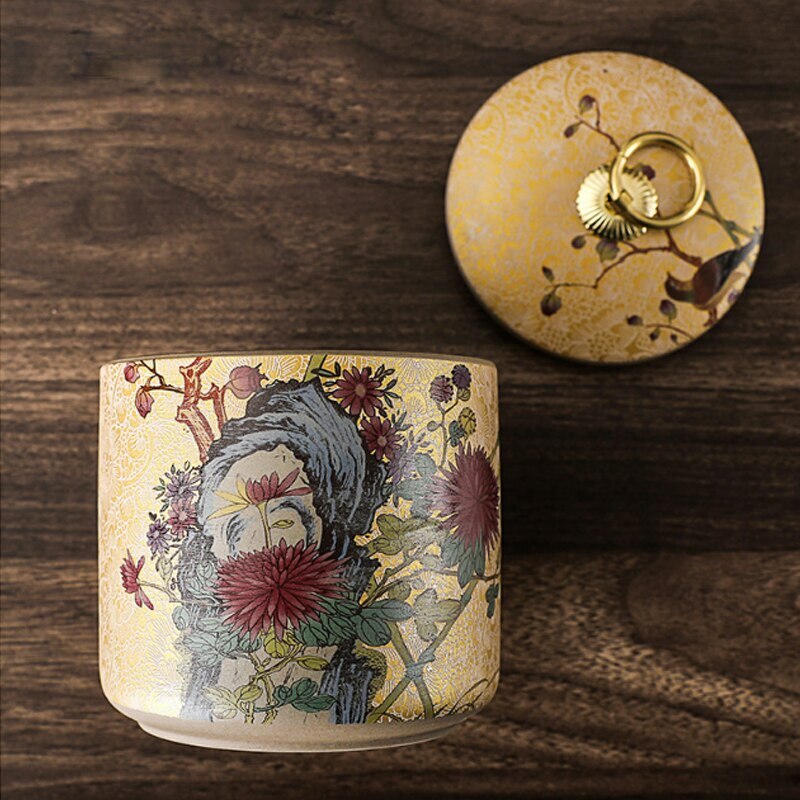 10cm Tea Tins Sealed Storage Tea Caddy Ceramic Container Puer Tea Jar Tea Set